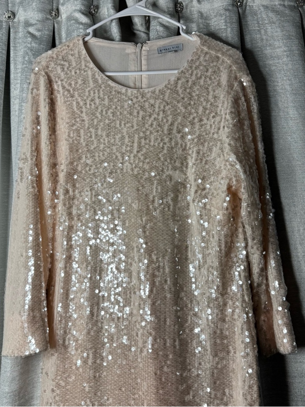 Gianni Bini Cream Sequin Long Sleeve Dress Woman’s Size XL